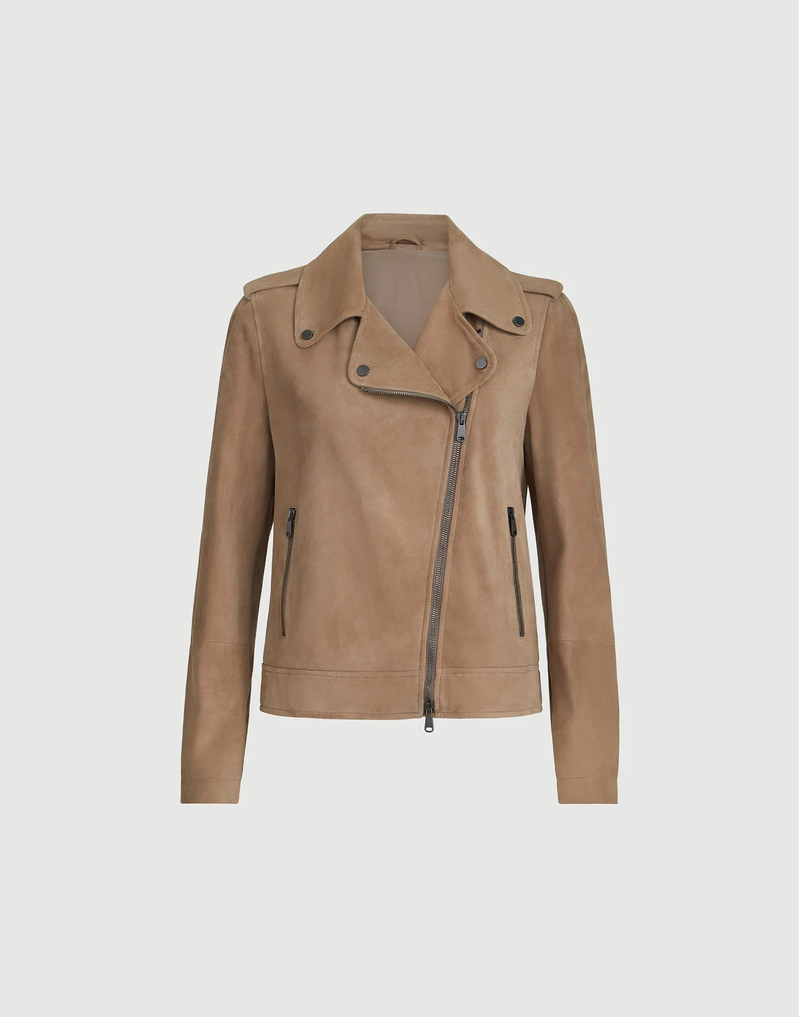 Suede biker jacket with monili - 1