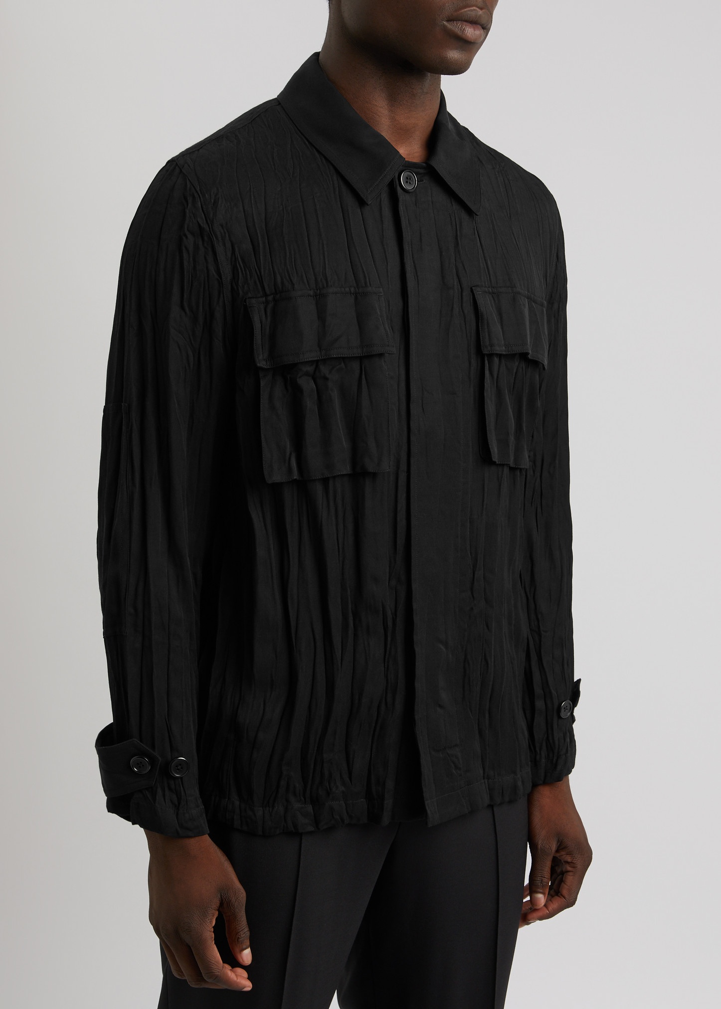 Crinkled twill overshirt - 2