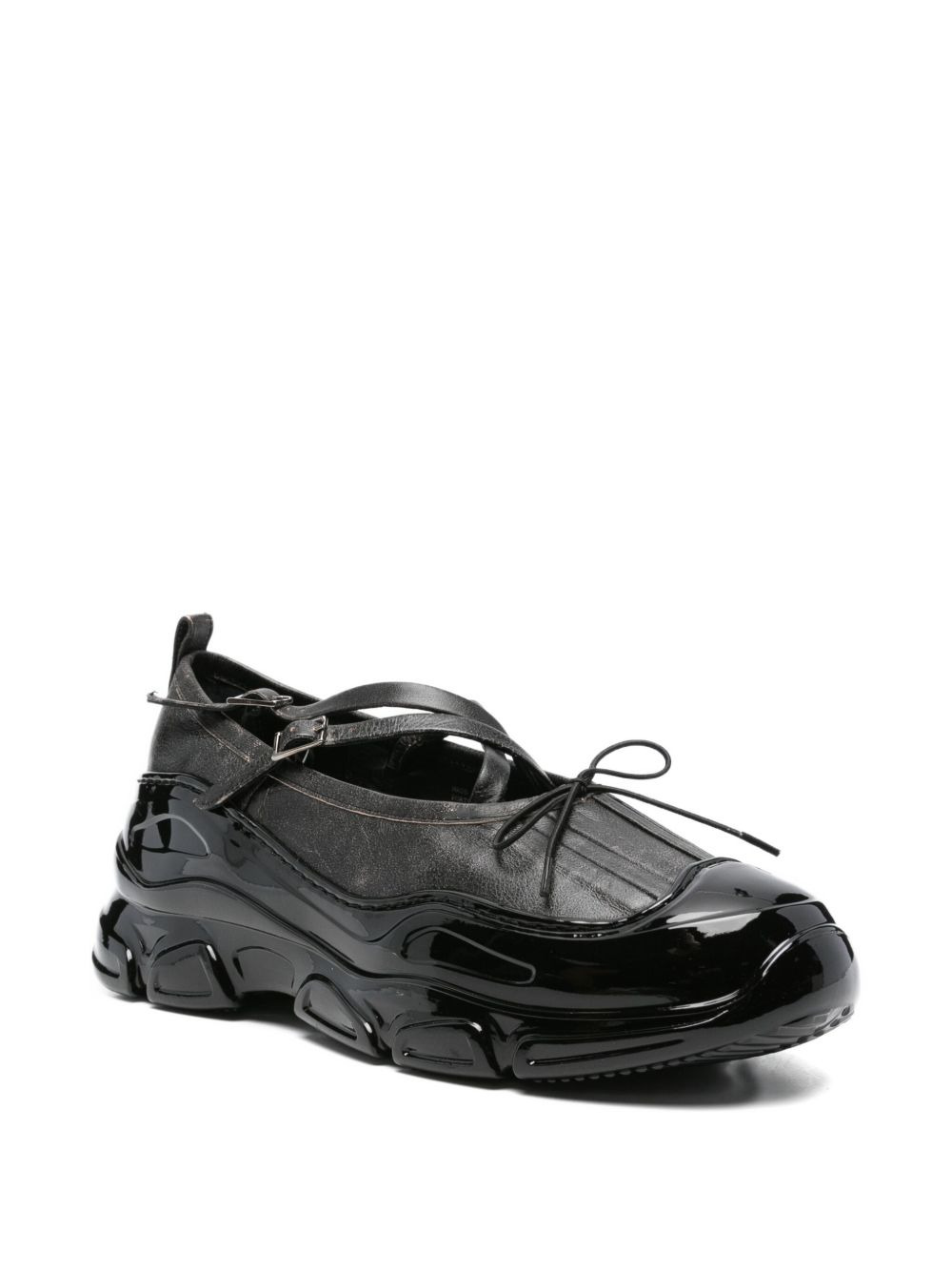 cross-strap patent-toe sneakerinas - 2