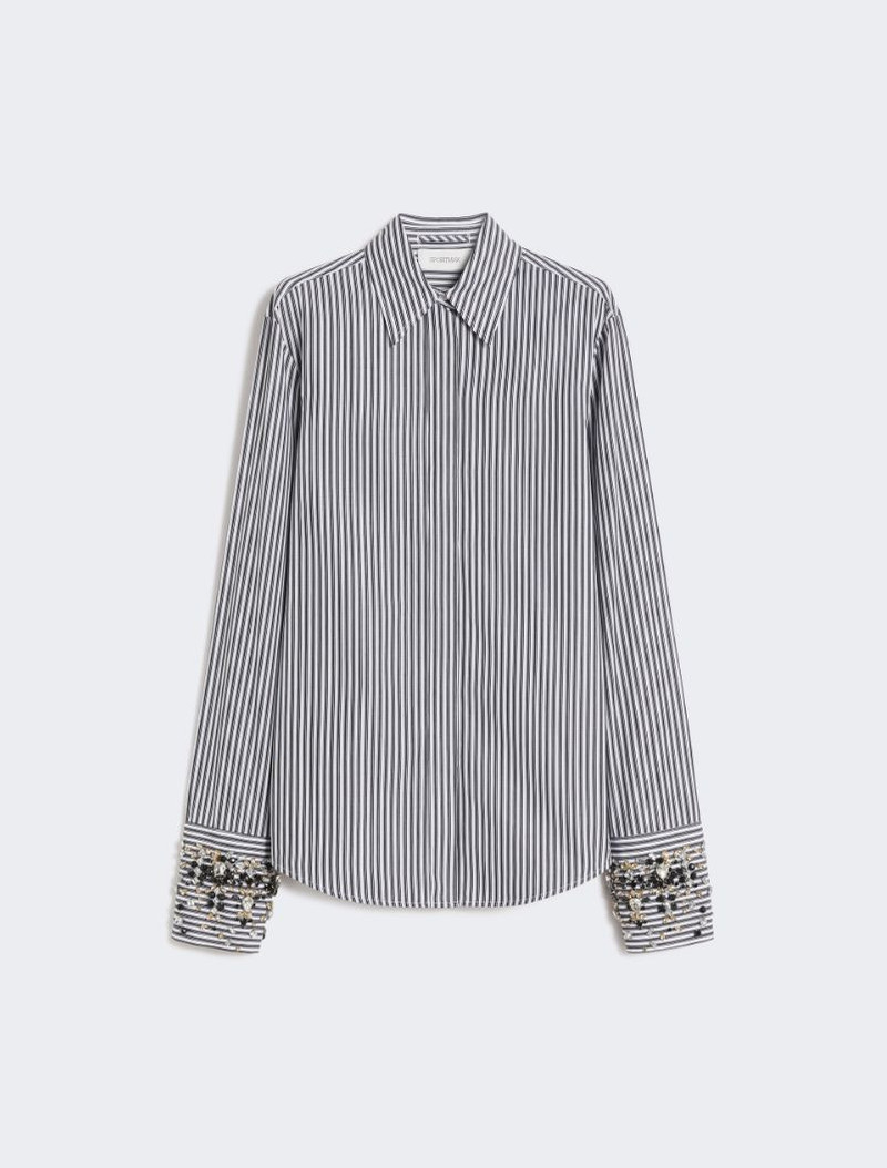 Jewel-embroidered poplin shirt - black 1