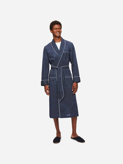 Derek Rose Men's Dressing Gown Plaza 21 Cotton Batiste Navy outlook