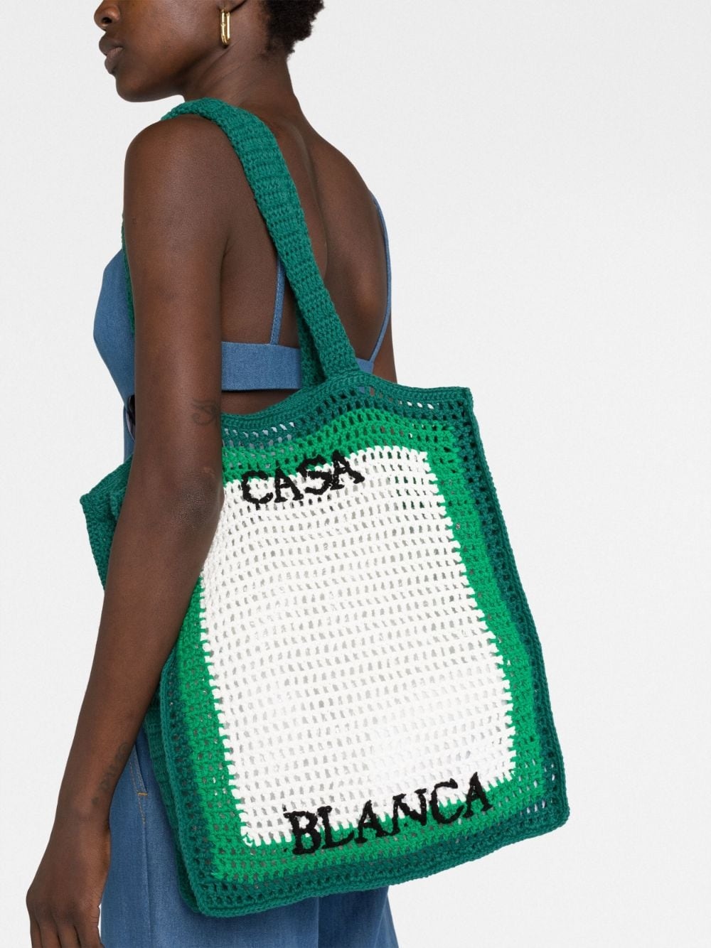 Casablanca Atlantis Crochet-knit Tote Bag - Blue