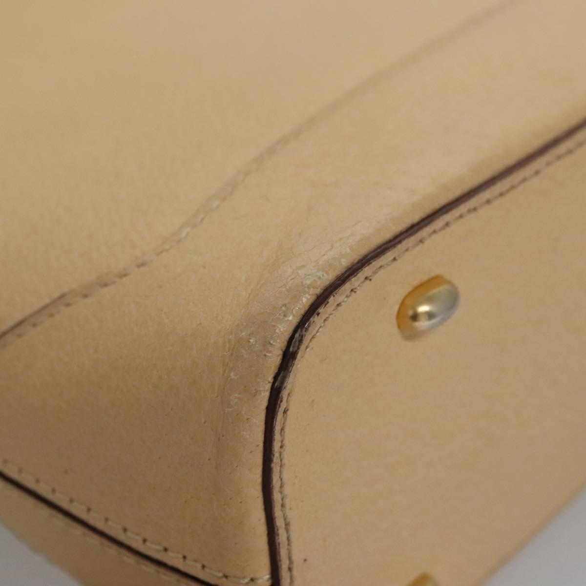 CELINE Hand Bag Leather Beige Gold - 9