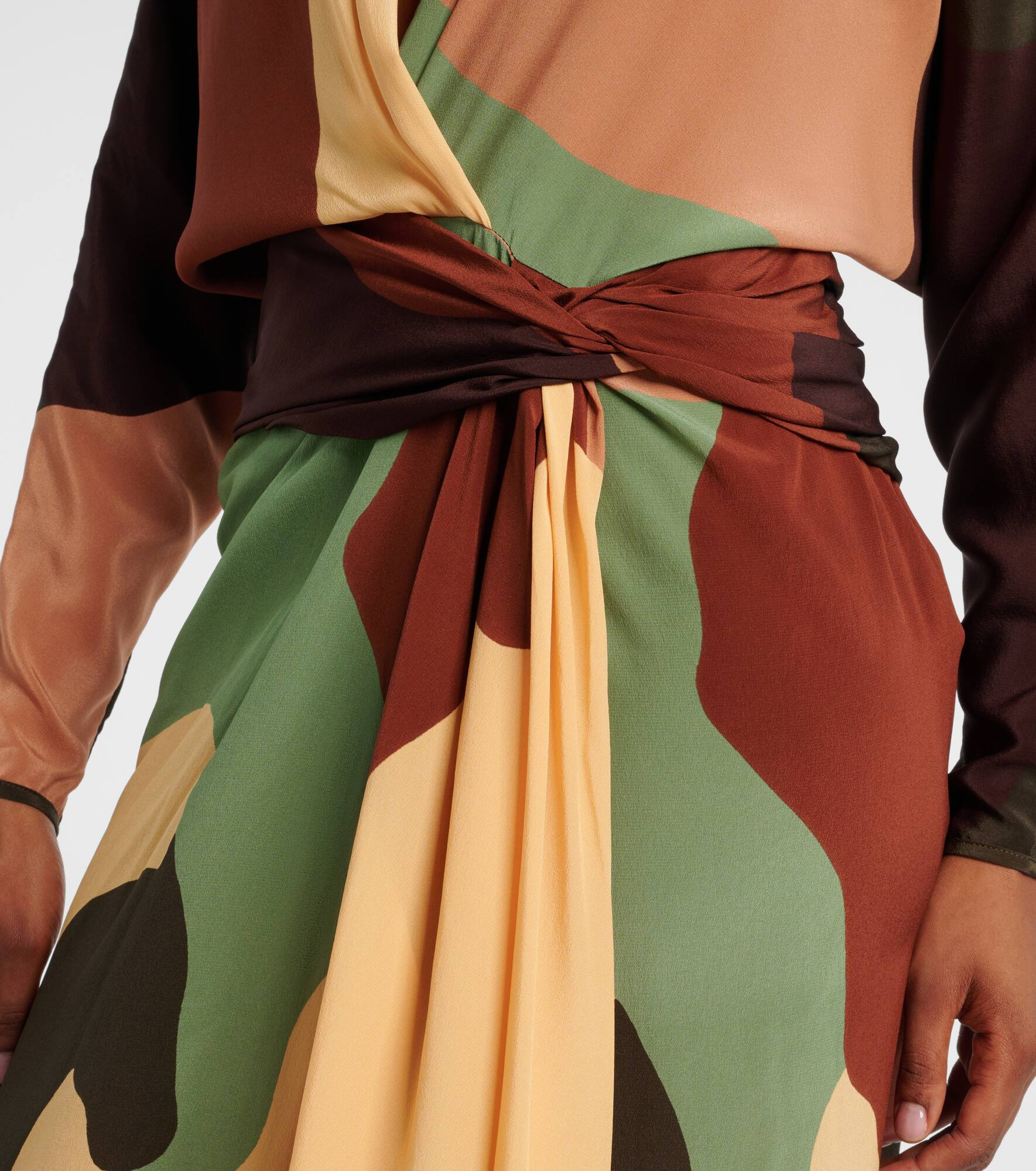 Printed scarf-detail silk maxi dress - 5