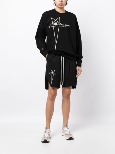 Rick Owens logo-embroidered knee-length shorts outlook
