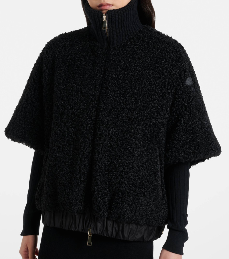 Reversible leather-trimmed cape 3