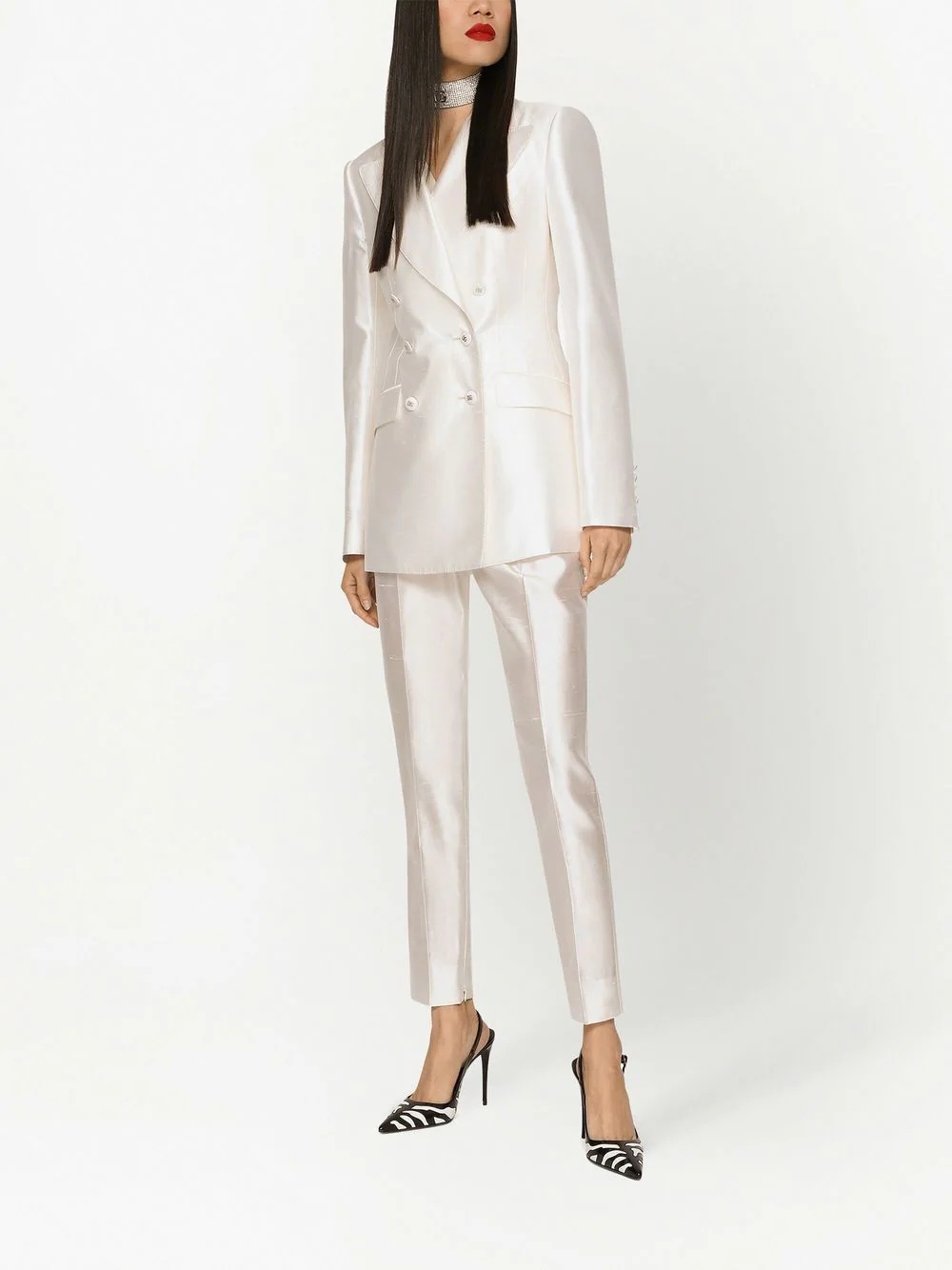 double-breasted silk blazer - 3