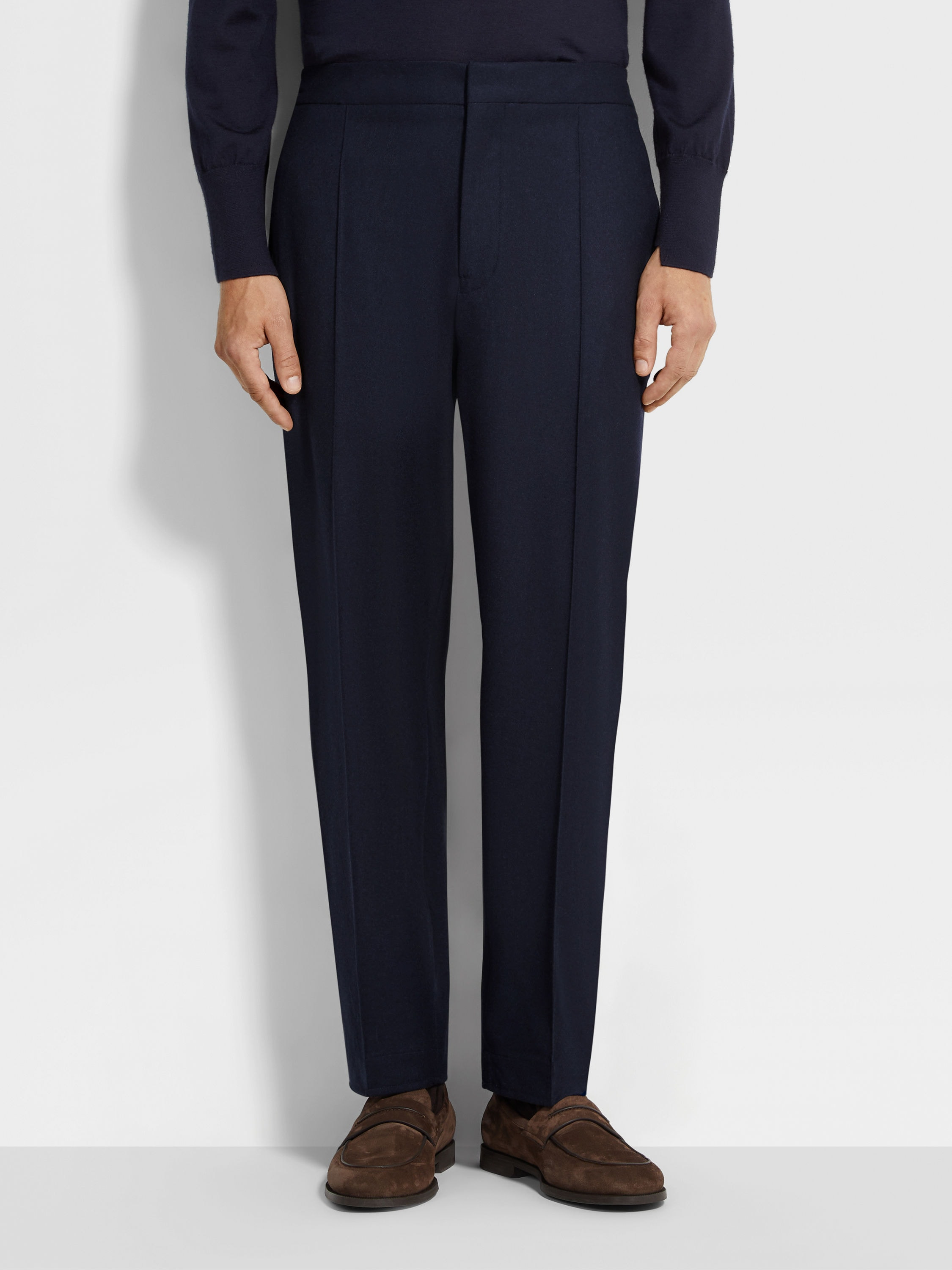 NAVY BLUE 15MILMIL15 WOOL SILK AND CASHMERE PANTS - 5