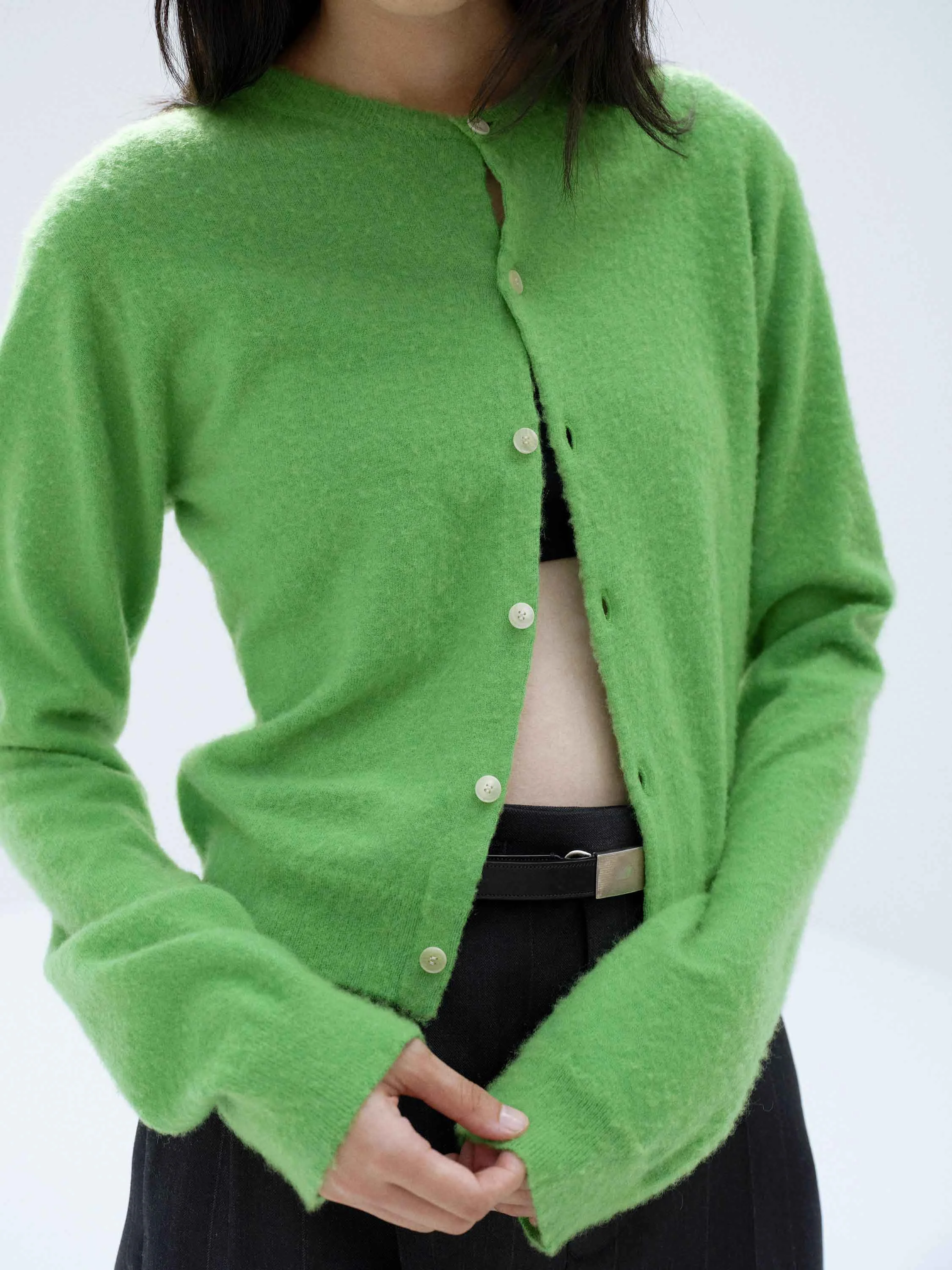 AURALEE BRUSHED CASHMERE COTTON KNIT CARDIGAN - A26SC03CC#6006