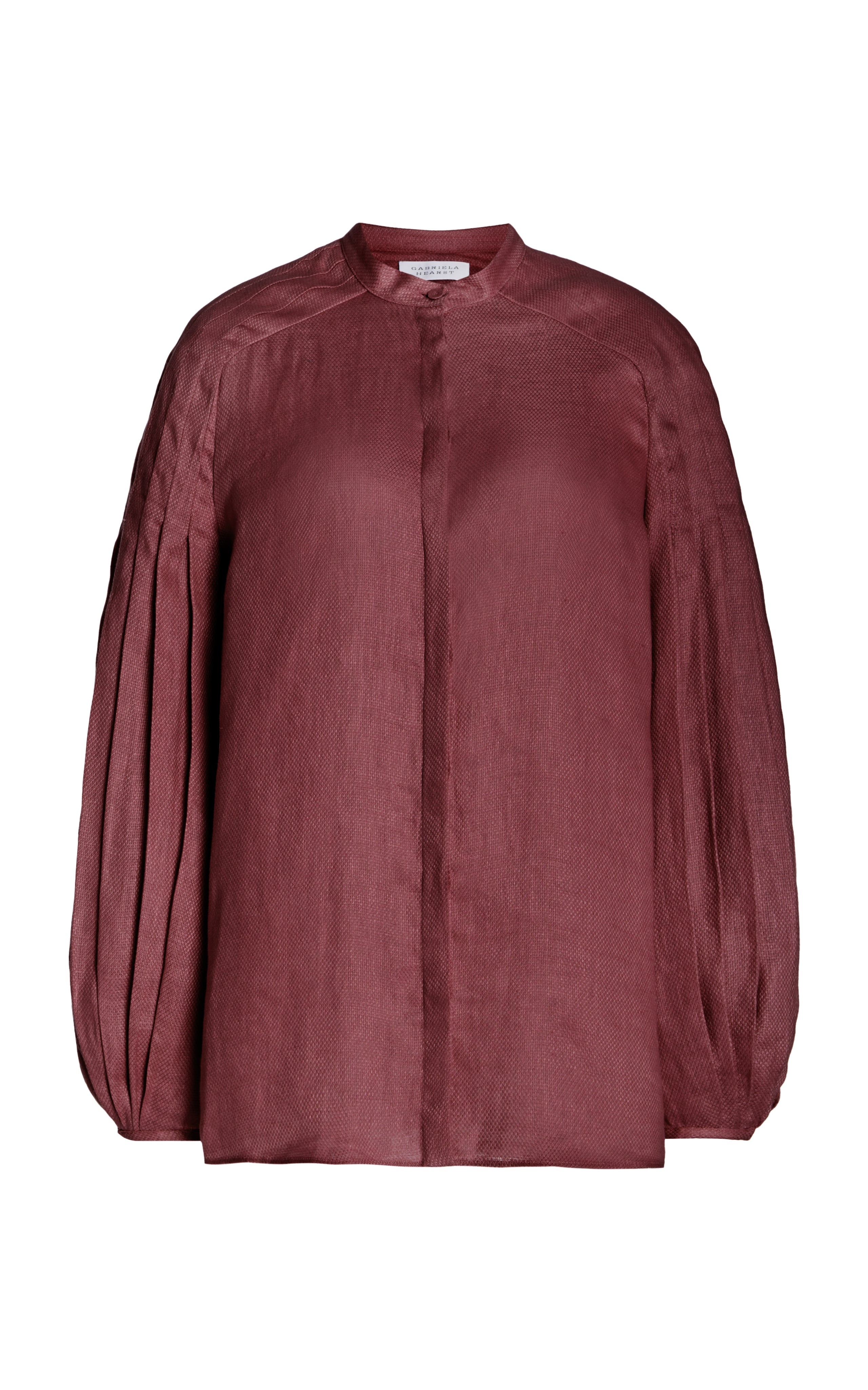 Laetitia Blouse in Deep Bordeaux Linen - 1