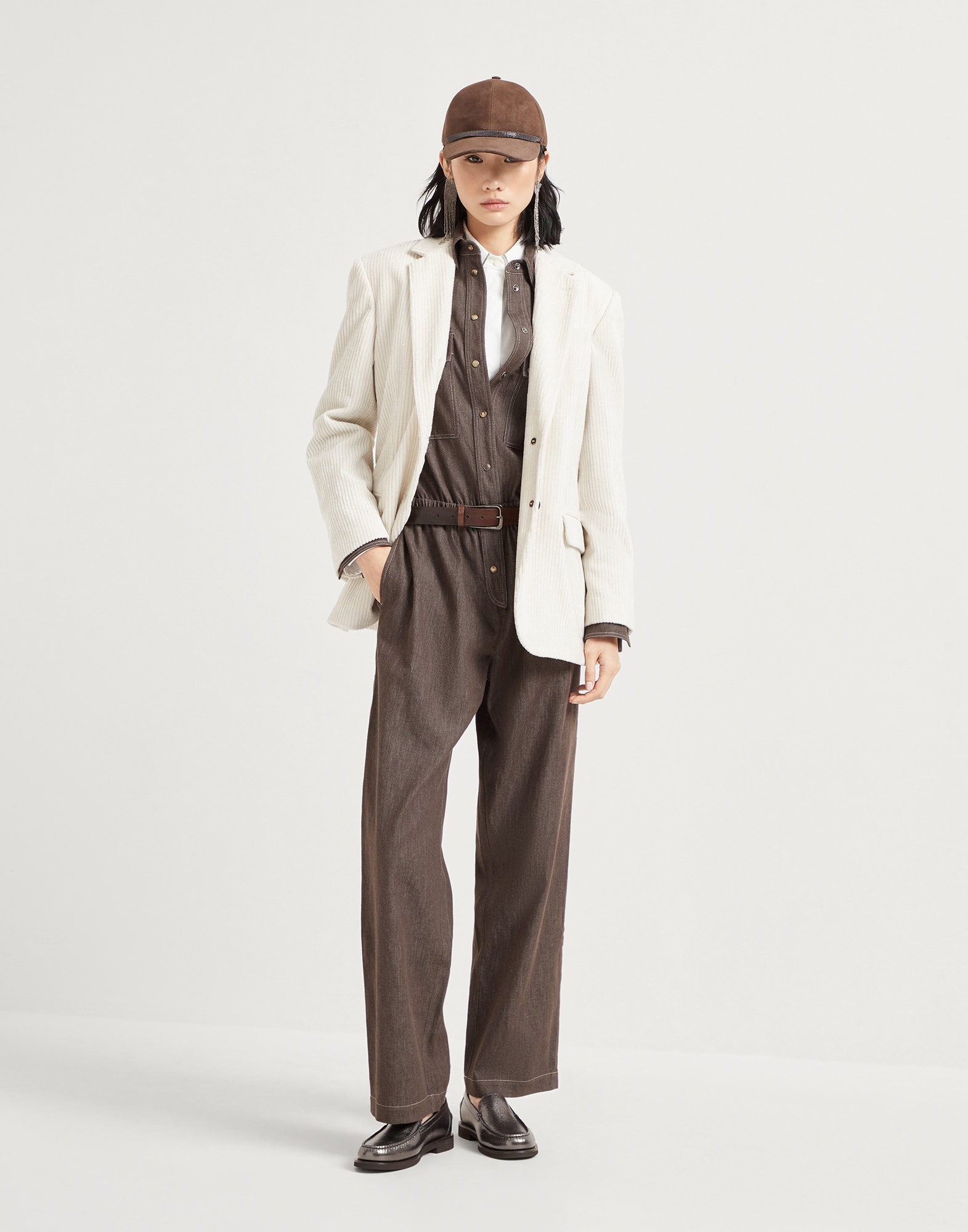 Fluid corduroy blazer with monili - 5