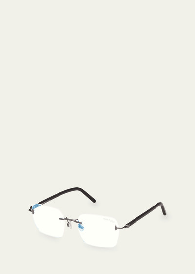 TOM FORD Men's Rimless Rectangle Blue Light-Blocking Glasses outlook