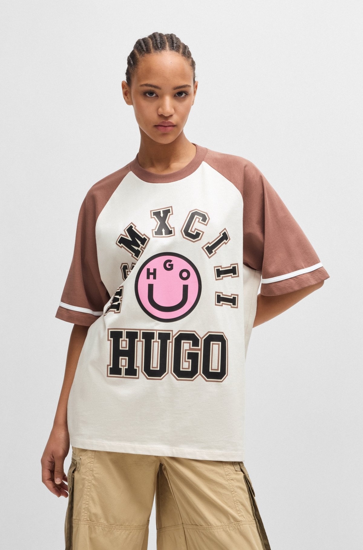 COTTON-JERSEY LOOSE-FIT T-SHIRT WITH HAPPY HUGO PRINT - 3