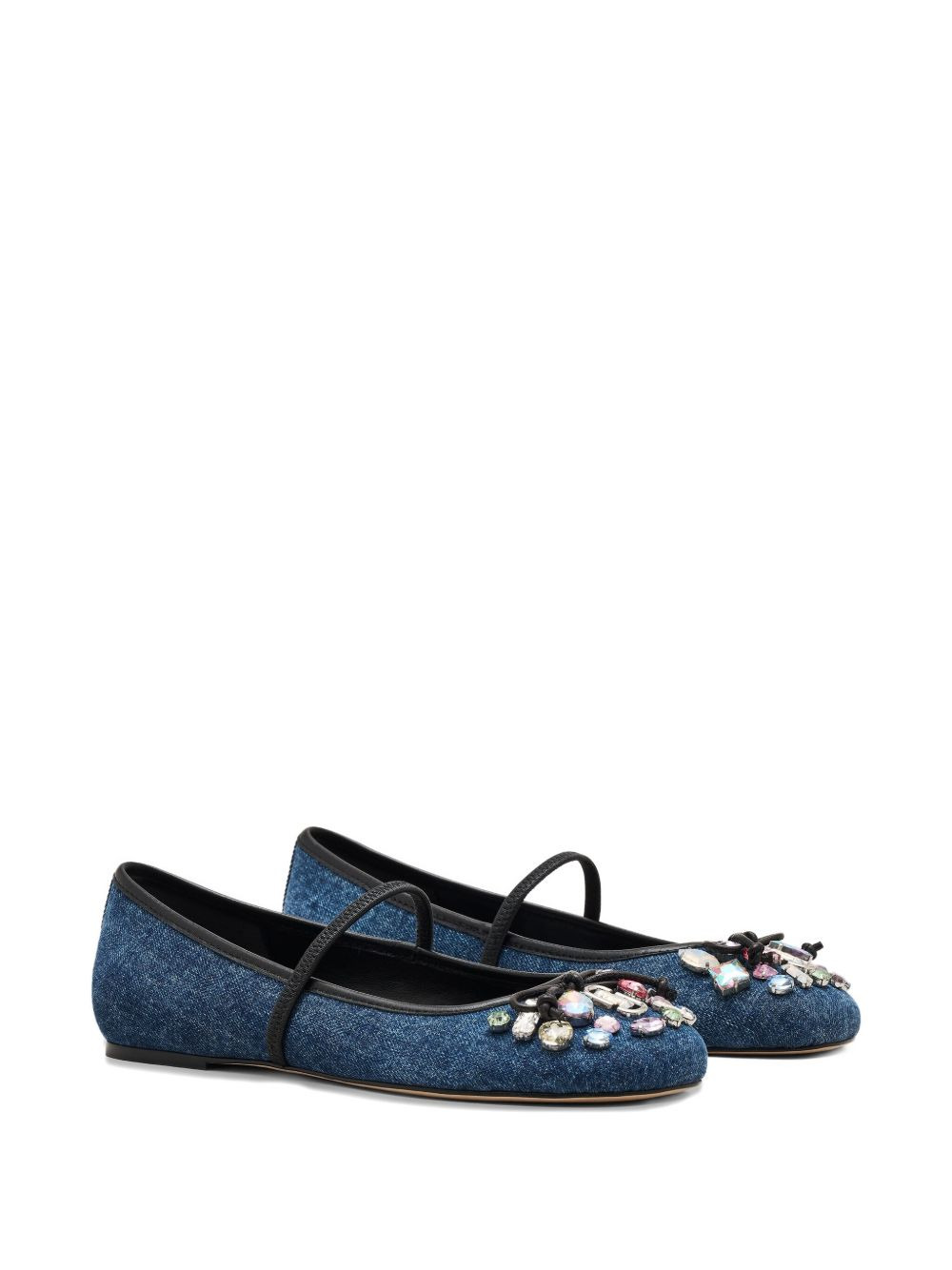 The Gem Denim crystal-embellished ballet flats - 2
