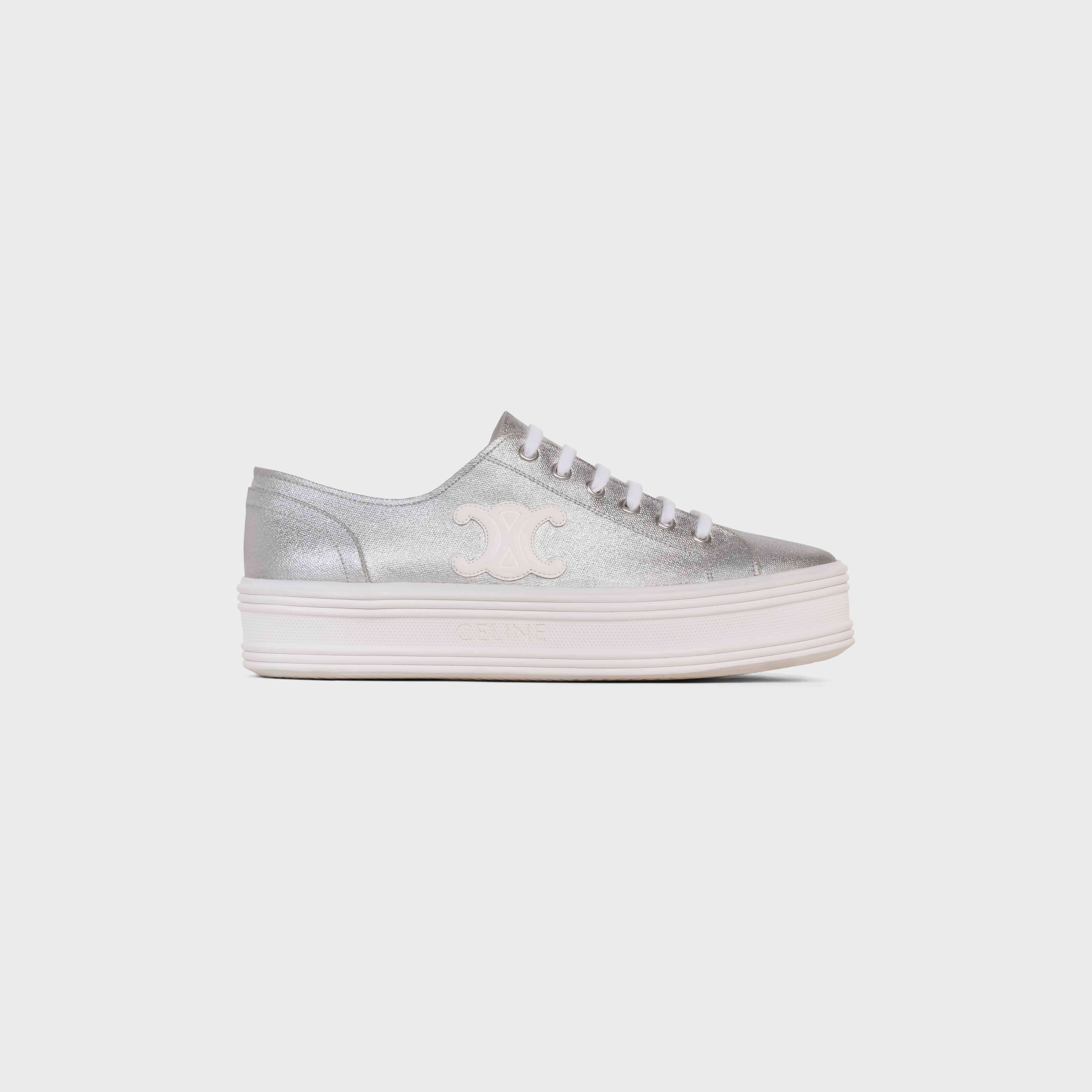 JANE LOW LACE-UP SNEAKER in METALLIC CANVAS AND CALFSKIN - 1