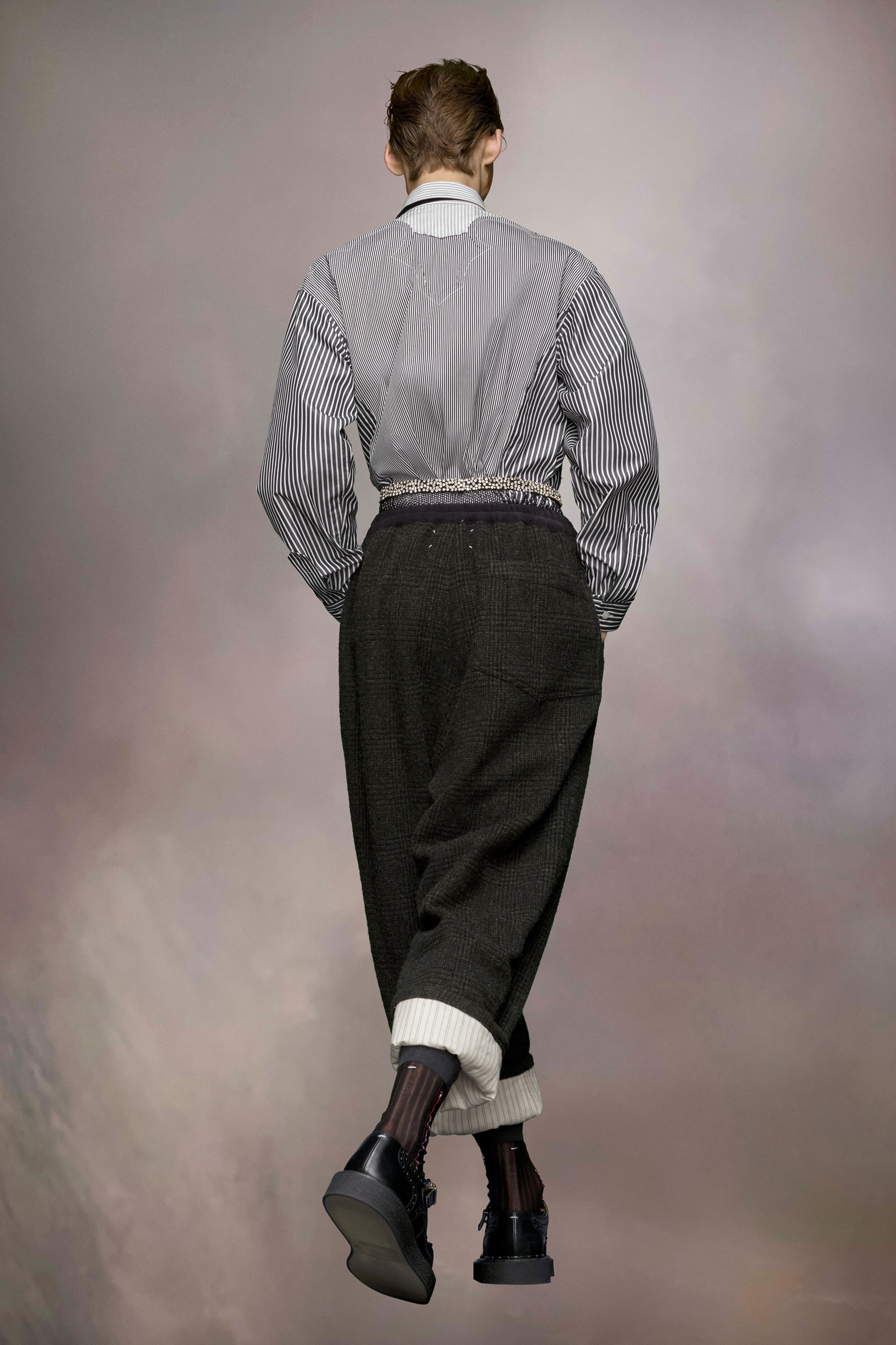 Yoke stripe cotton shirt - 4