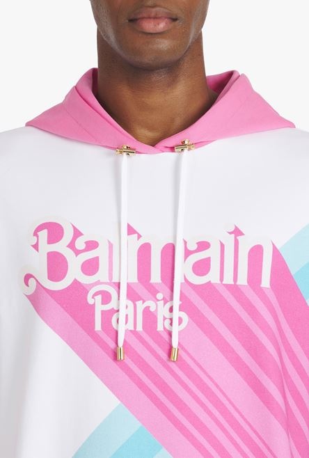 Balmain x Barbie - Multicolor eco-designed cotton sweatshirt with pink Balmain logo print - 6