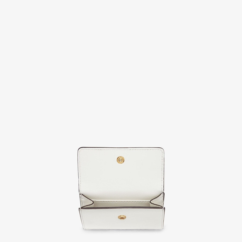 FENDI Compact-design tri-fold Fendi Roma wallet with metal chain. Interior features ten card slots, two fl outlook