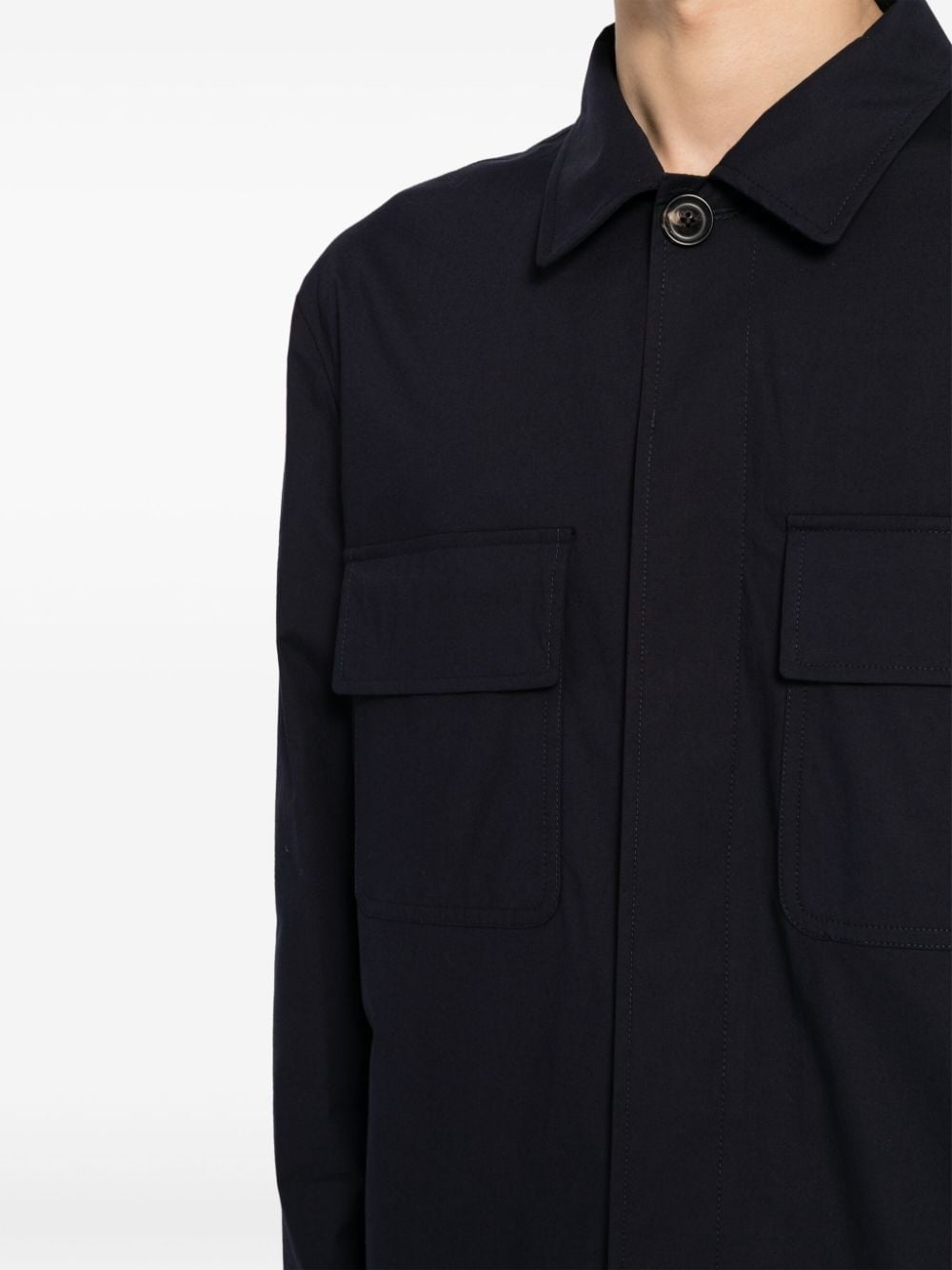 flap-pocket cotton shirt jacket - 5
