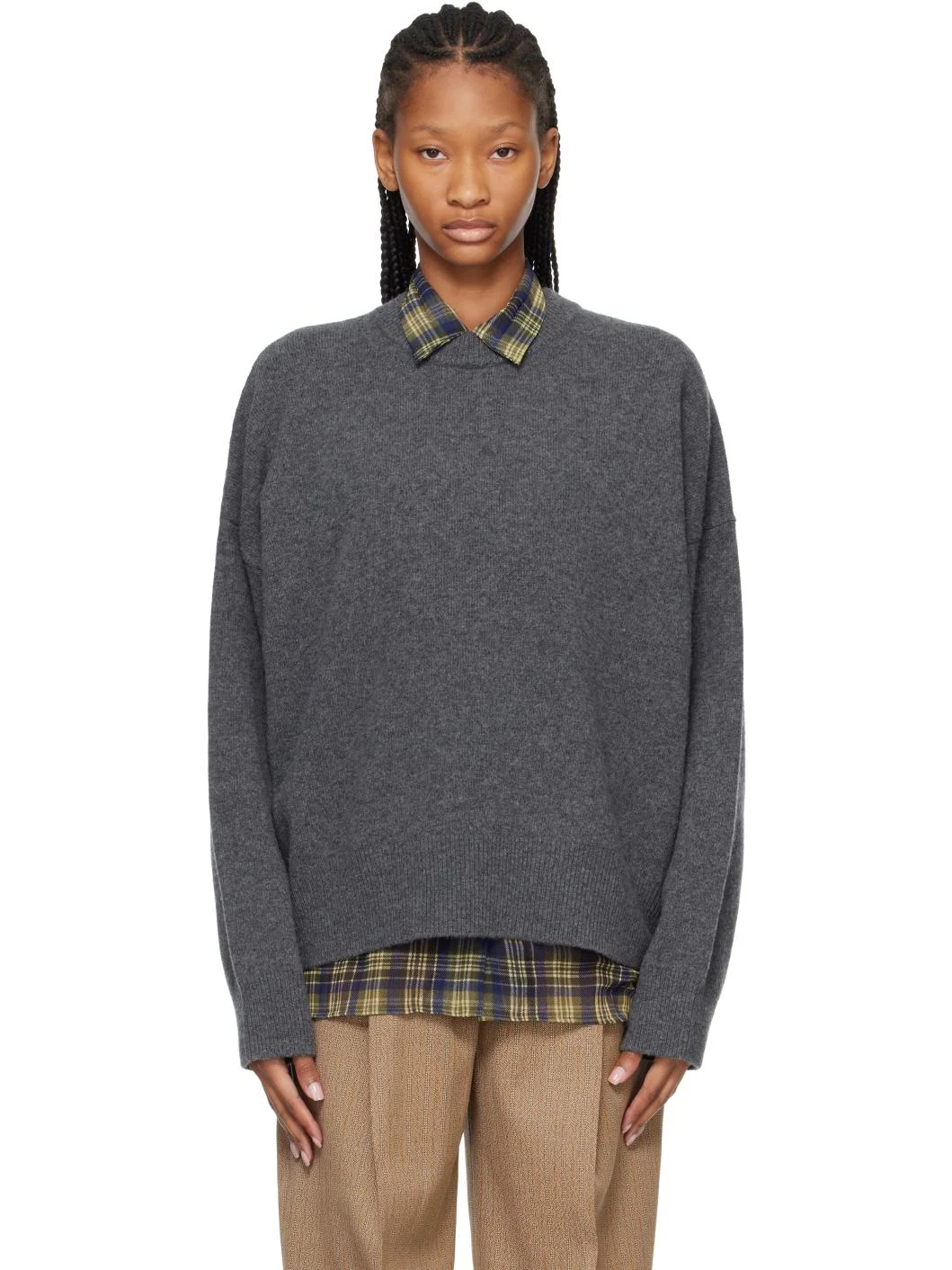 Gray Classic Crewneck Sweater - 1