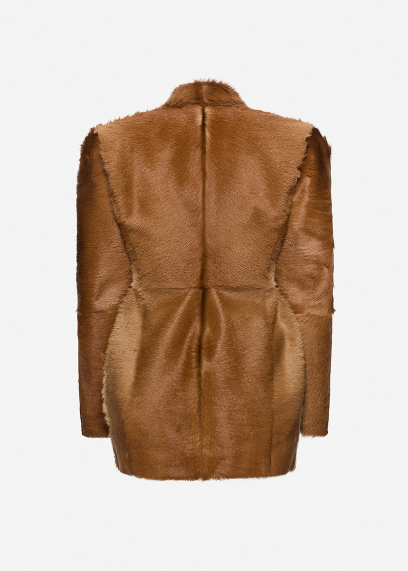 Hourglass fur-effect blazer in light brown 2