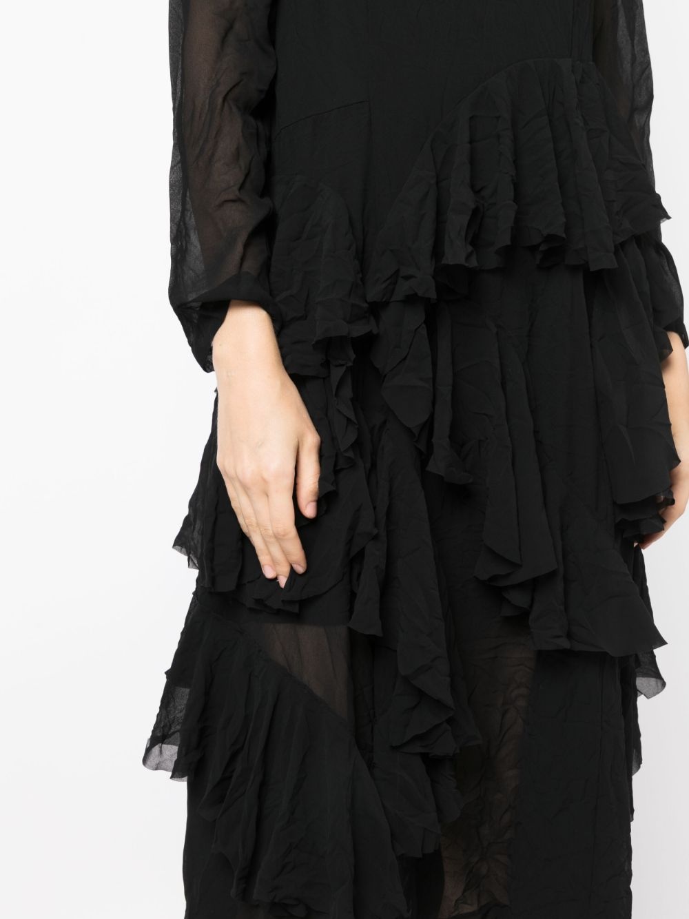 semi-sheer tiered midi dress - 5