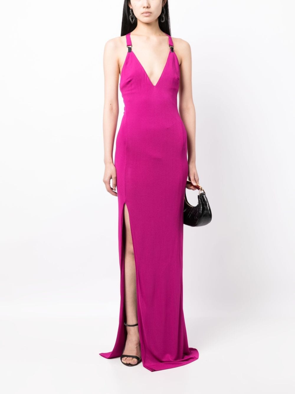 V-neck side-slit maxi dress - 2