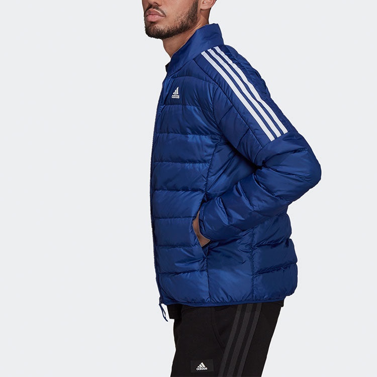 Men's adidas Ess Down Sports Stay Warm Stand Collar With Down Feather Blue Jacket GT9173 - 4