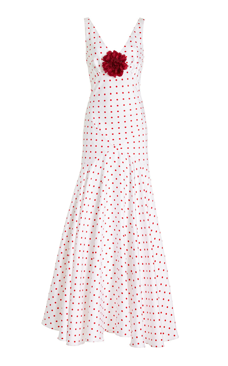 Polka-Dot Silk-Twill Maxi Dress print - 1