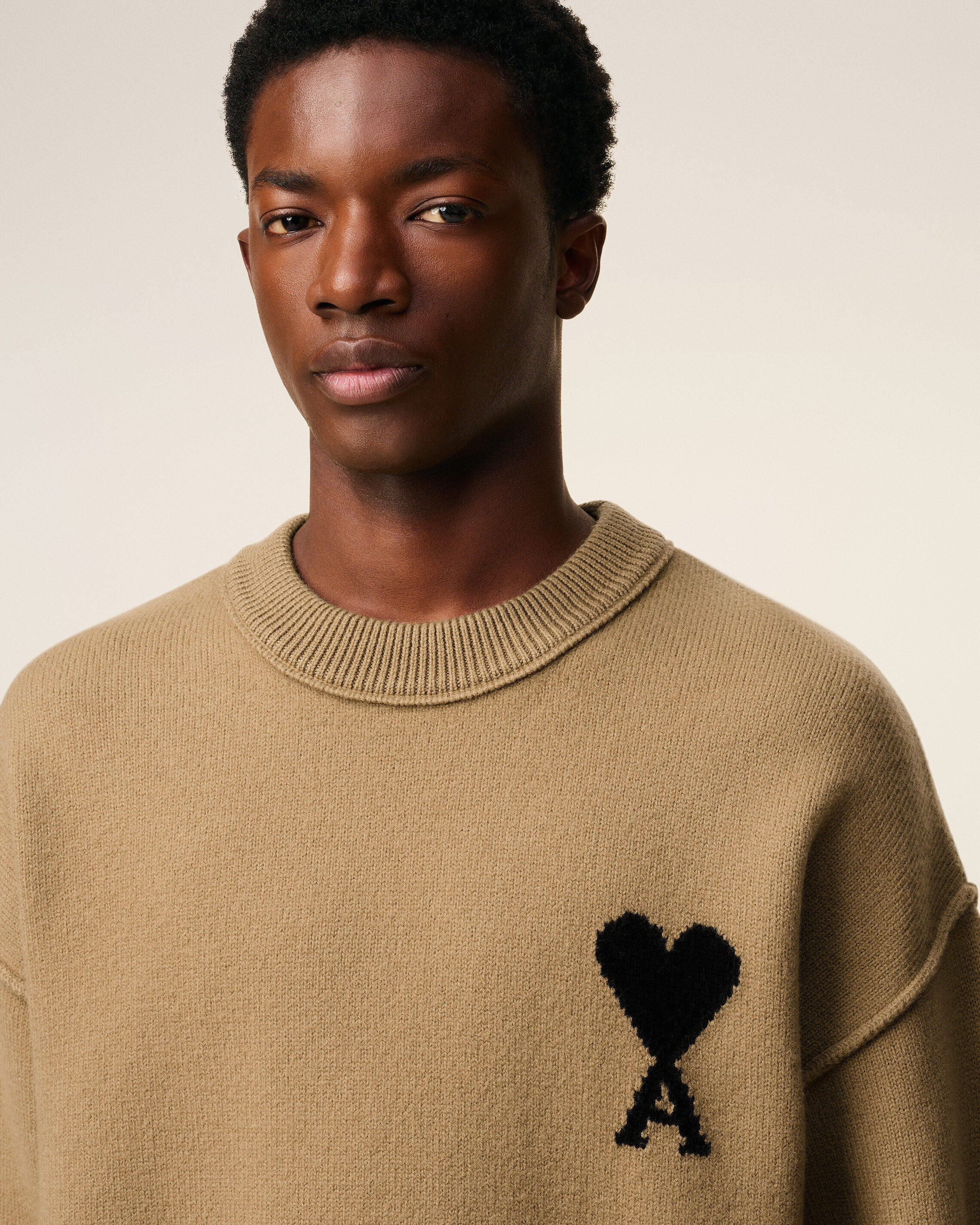 BROWN WOOL AMI DE COEUR CREWNECK SWEATER - 4