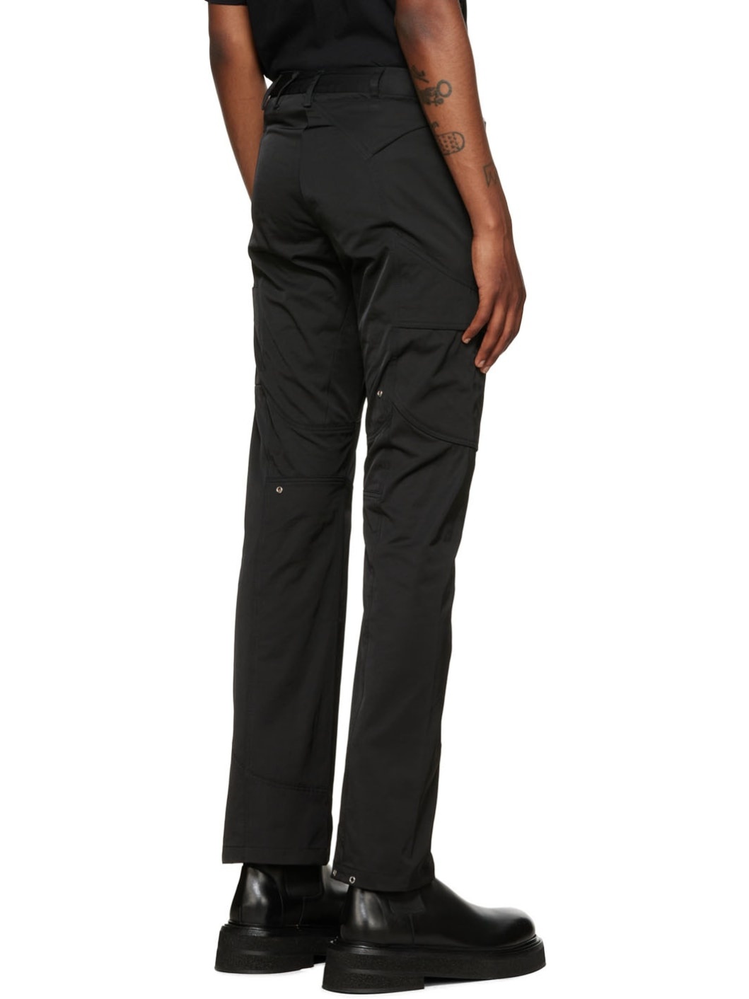 Black Paneled Cargo Pants - 3