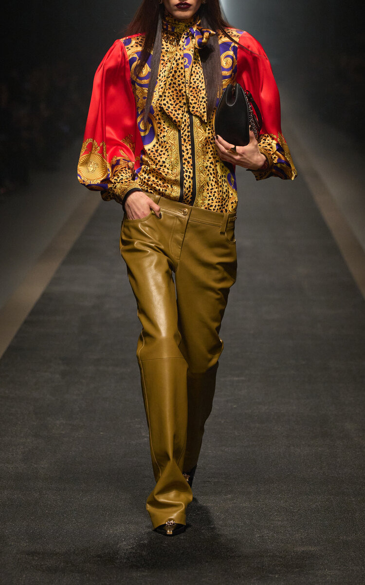 Balloon-Sleeve Silk-Crepe Satin Blouse multi - 2