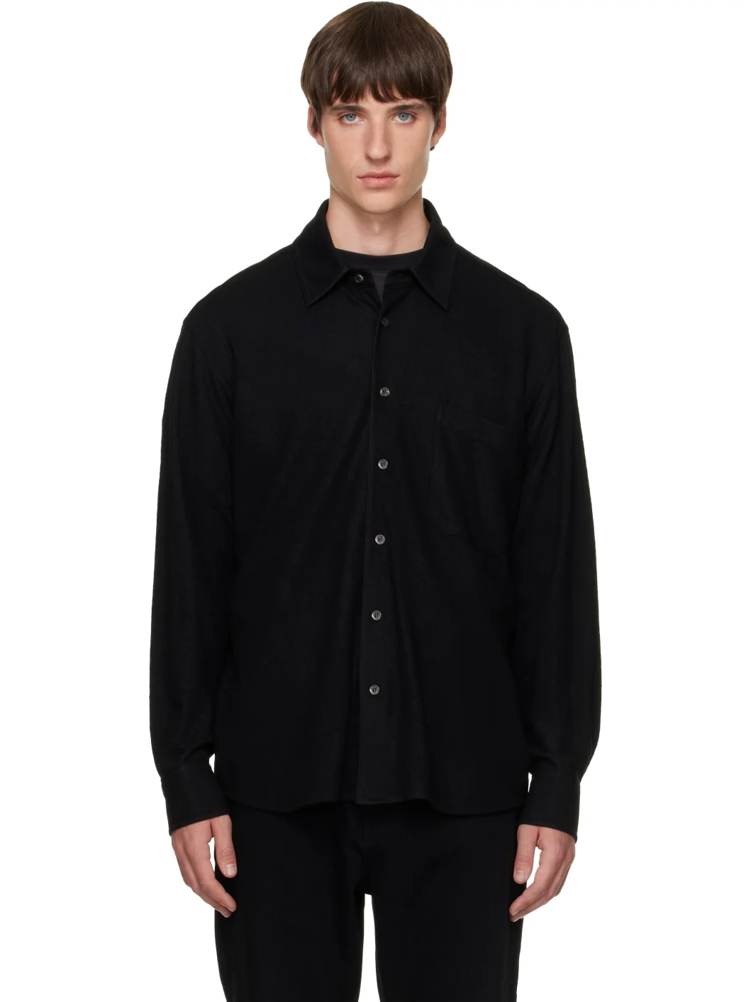 Black Wool Stitch Shirt - 1