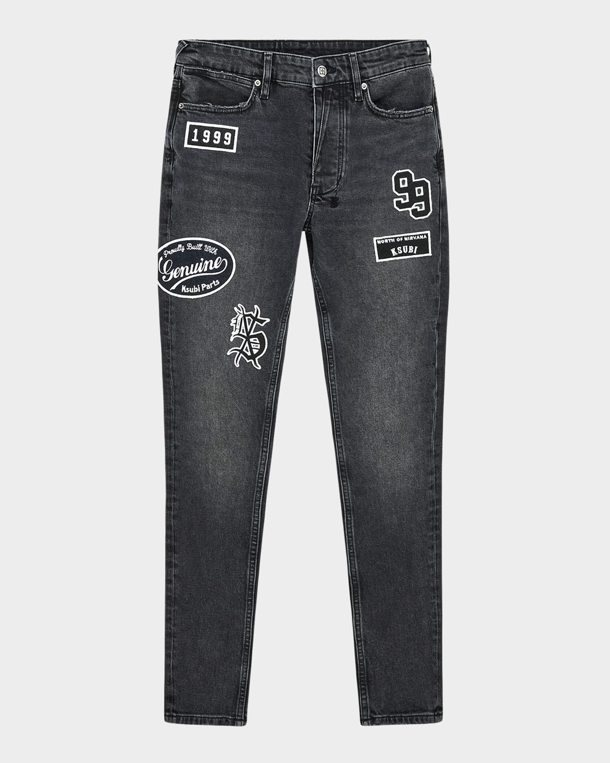 Men's Van Winkle Roadhouse Black Patched Skinny Jeans - 1
