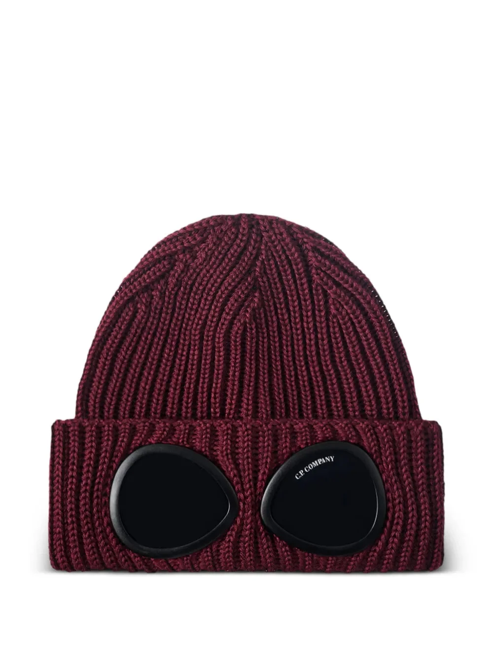 GOGGLE RIBBED-KNIT BEANIE HAT - 1