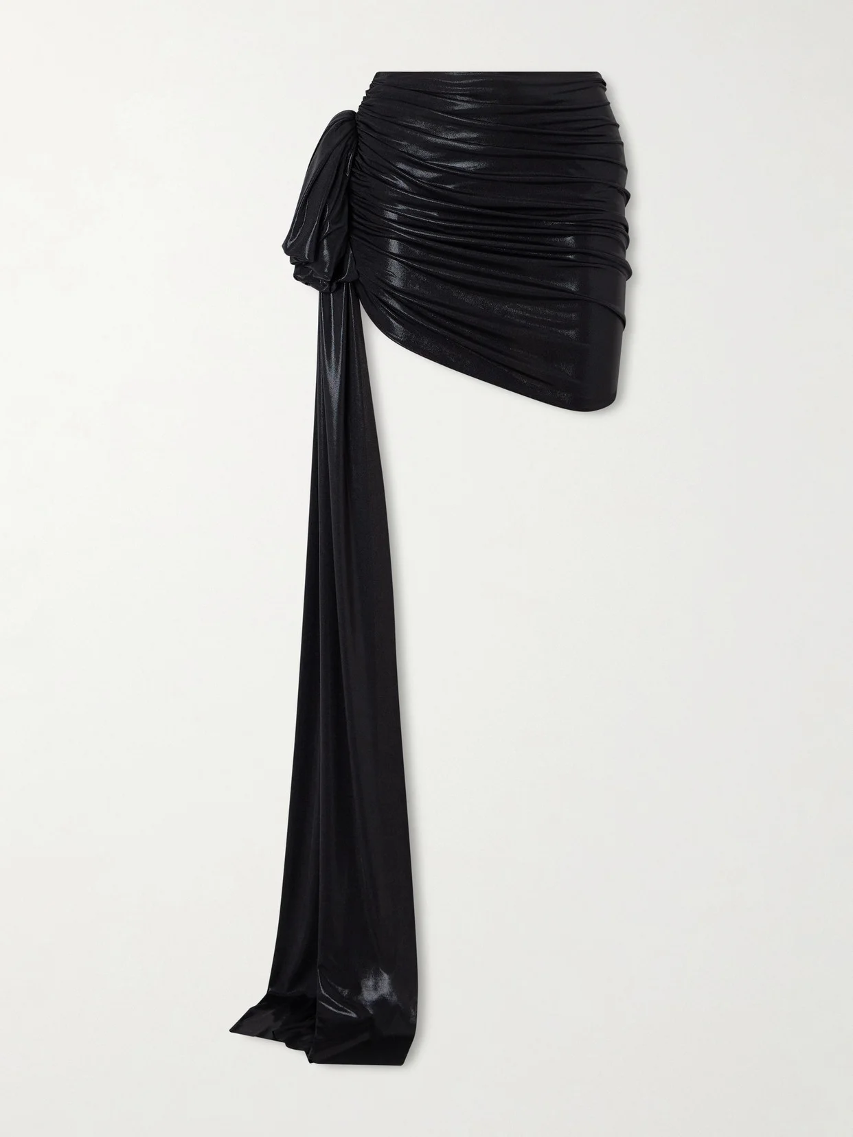 Diana Pickleball Bow-detailed Stretch-lamé Mini Skirt - 1