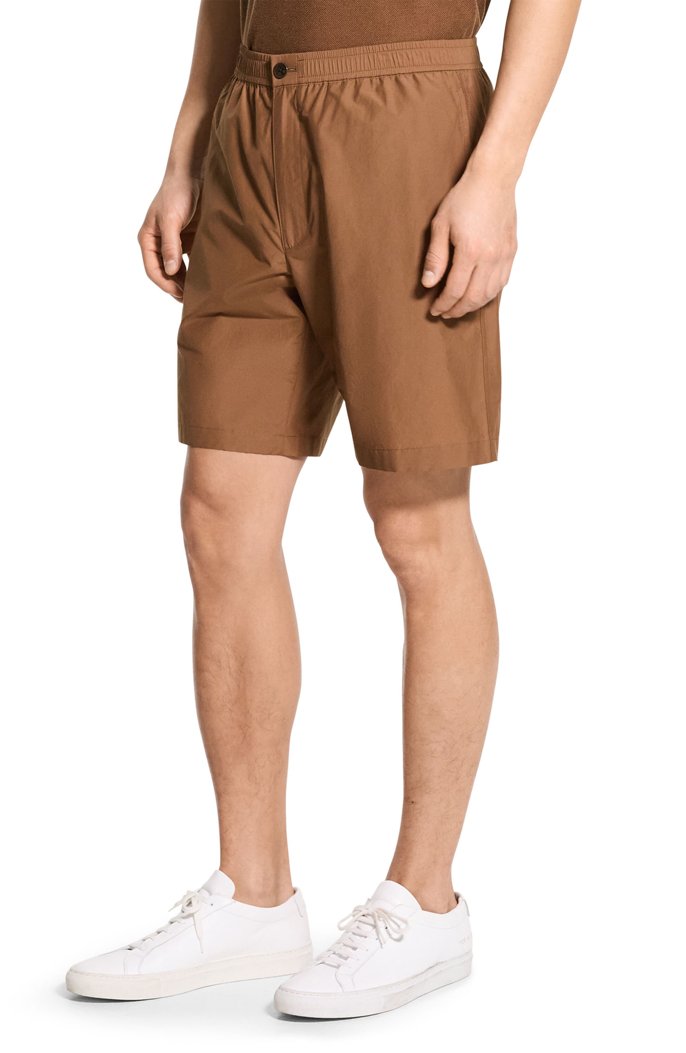 Theory Elastic Waist Shorts in Deep Tobacco at Nordstrom - 3