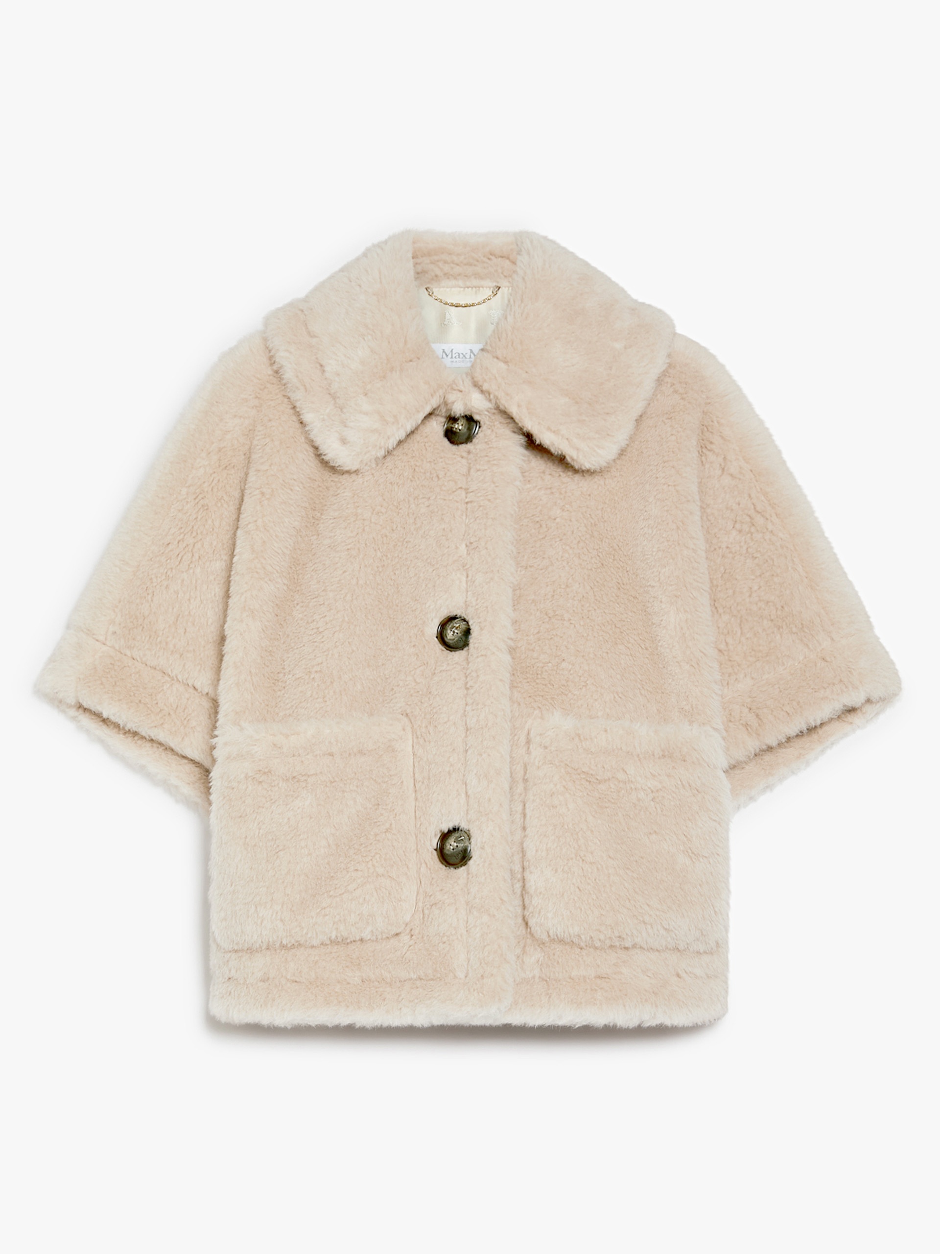 NEWTERZO1 Alpaca and wool Teddy fabric boxy cape - 1