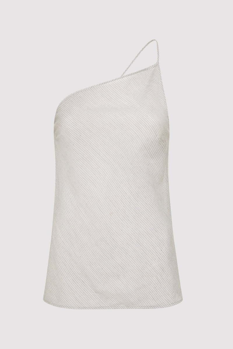 Asymmetric One Shoulder Top - Sheer Stripe 4
