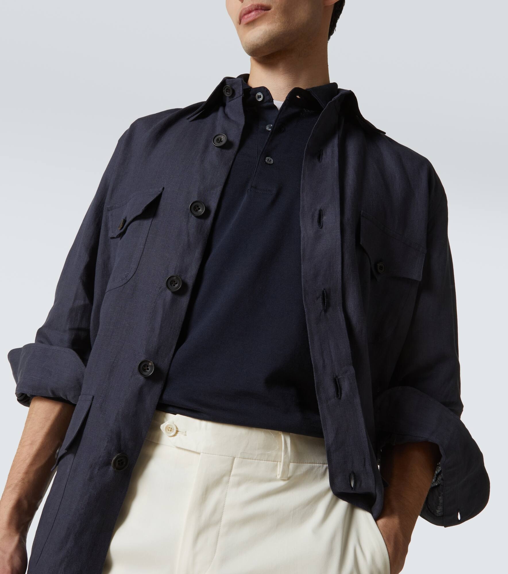 Cotton and silk polo sweater - 5