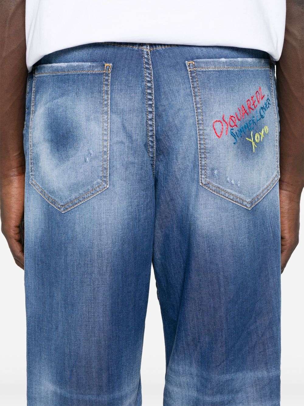 logo-embroidered jeans - 5