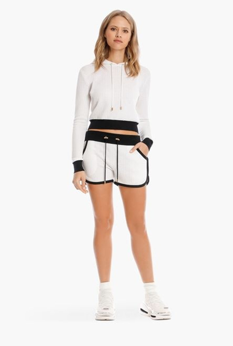 Balmain Bicolor wool shorts with embossed Balmain monogram outlook