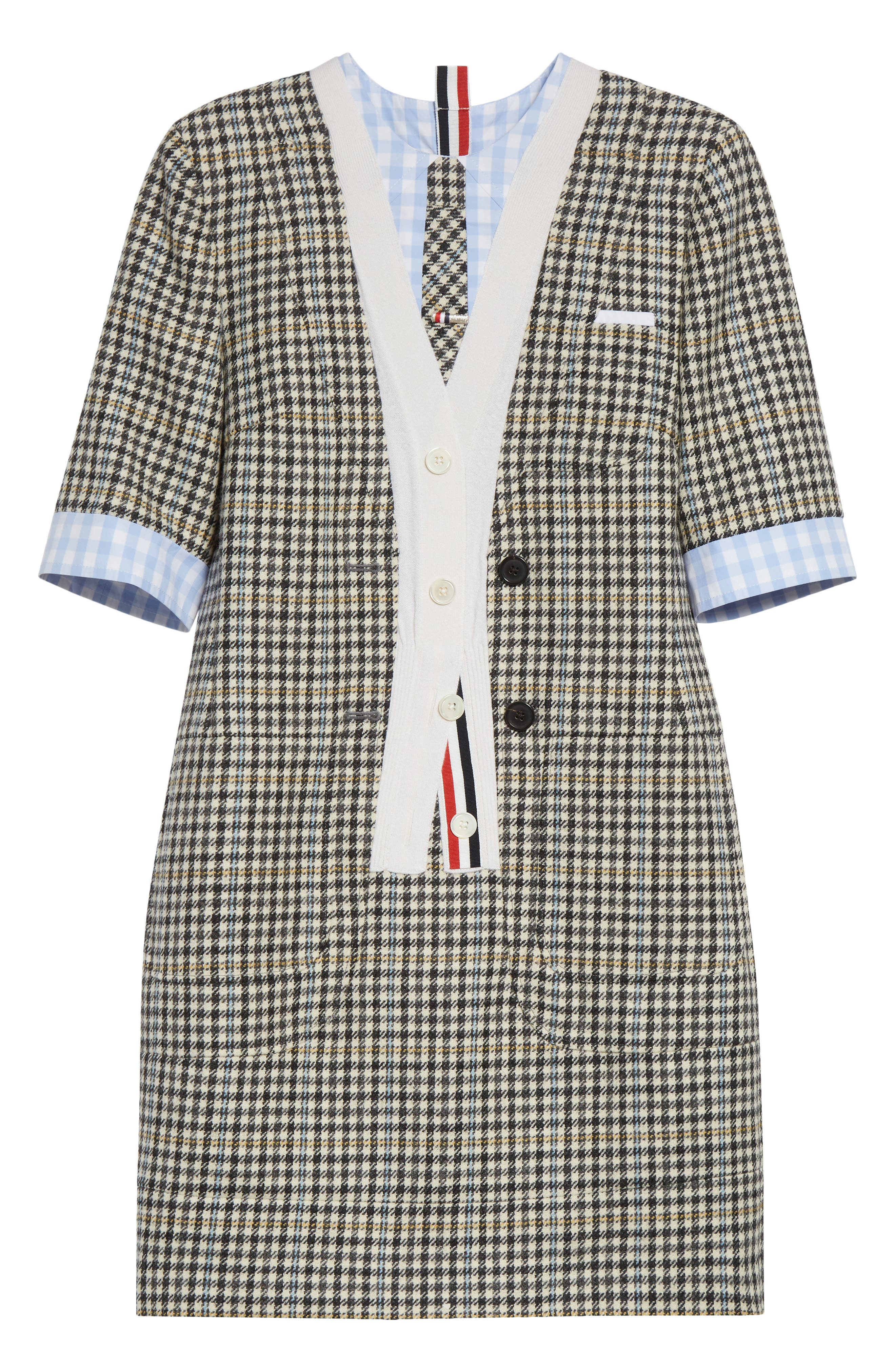 Thom Browne Trompe l'Oeil Mixed Media Shift Dress in Black/White at Nordstrom - 5