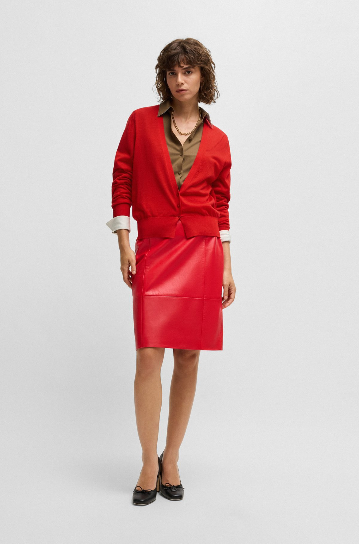 V-NECK KNITTED CARDIGAN IN WOOL - 3