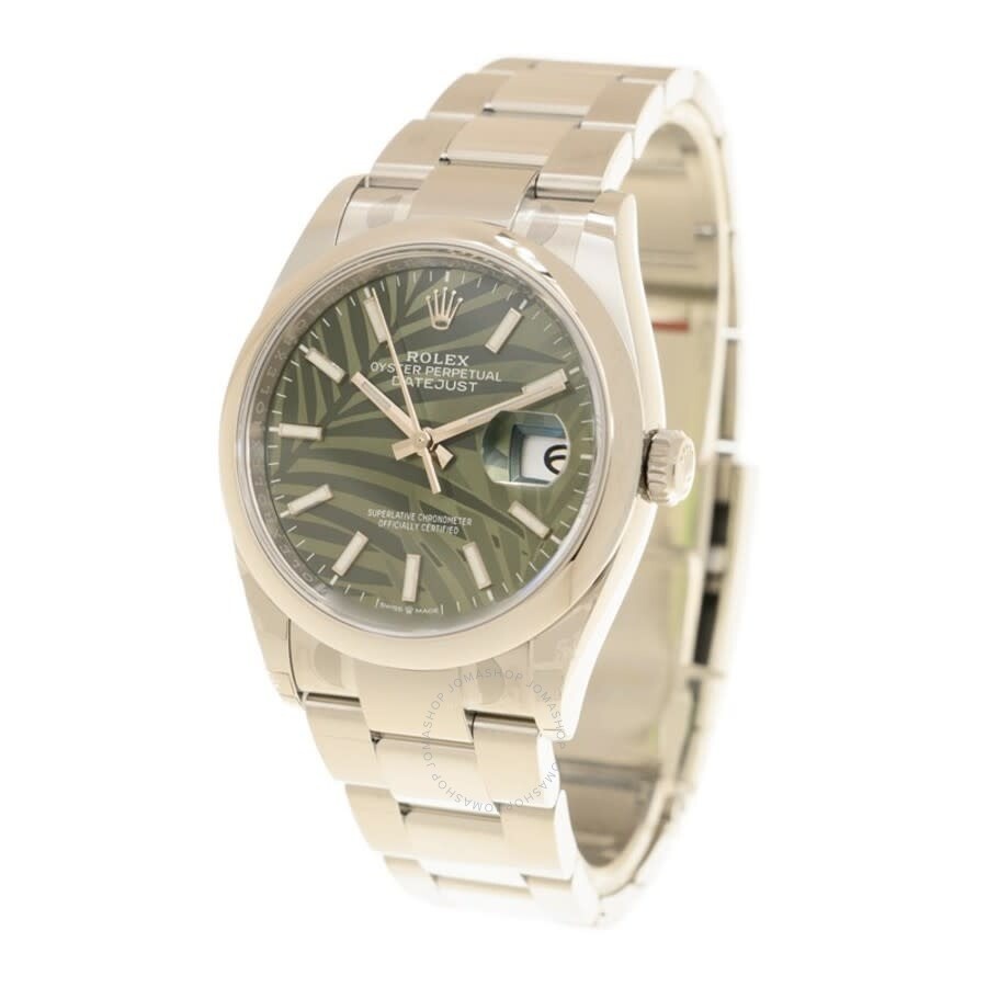 Rolex Datejust 36 Automatic Olive Green Palm Ladies Watch 126200GNSPLMO - 4