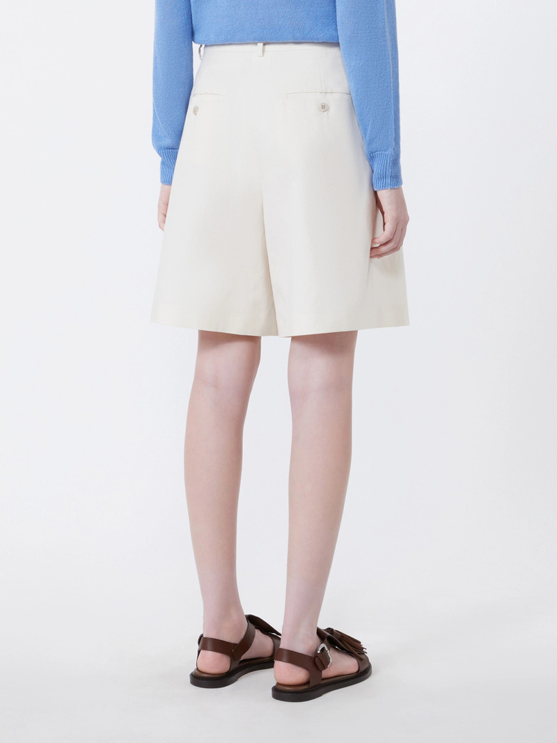 ECUBA Cotton and linen canvas Bermuda shorts - ECRU 4