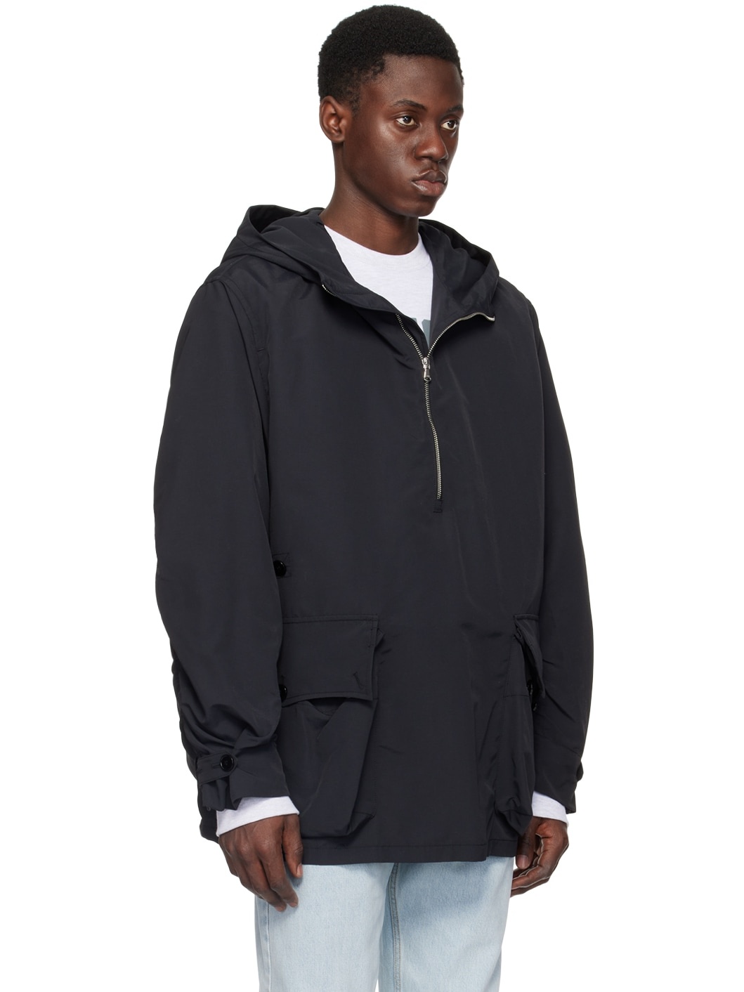 Black Volumed Pocket Jacket - 2