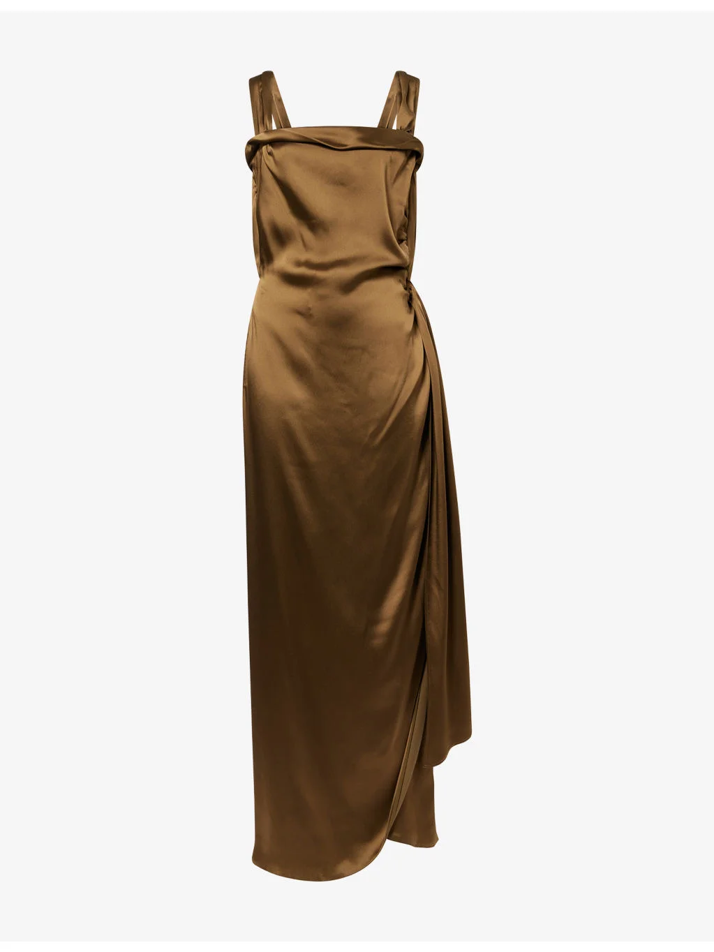 Draped Open-Back Satin Maxi Dress - 1