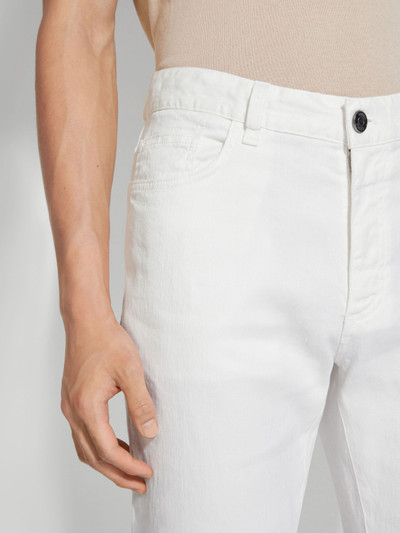 ZEGNA WHITE STRETCH LINEN AND COTTON ROCCIA JEANS outlook