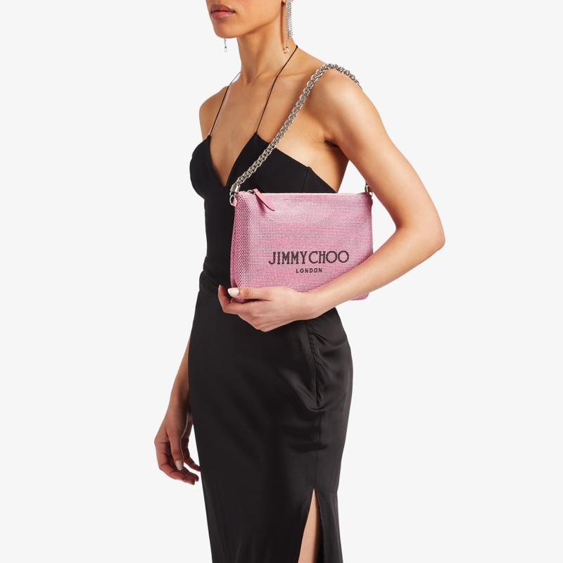 JIMMY CHOO Callie Shoulder
Silver Suede Shoulder Bag with Crystals outlook